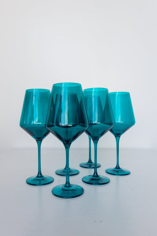 Estelle Colored Wine Stemware - Set of 6 {Forest Green}