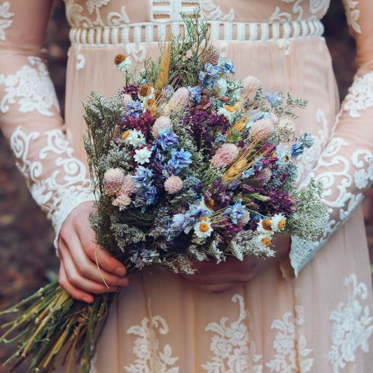 Dried flower thistle bouquet rose gold blush with dried lunaria pampas grass  wildflower baby breath arrangement rustic home decor wedding – 7LeafShop  Wedding Bouquets