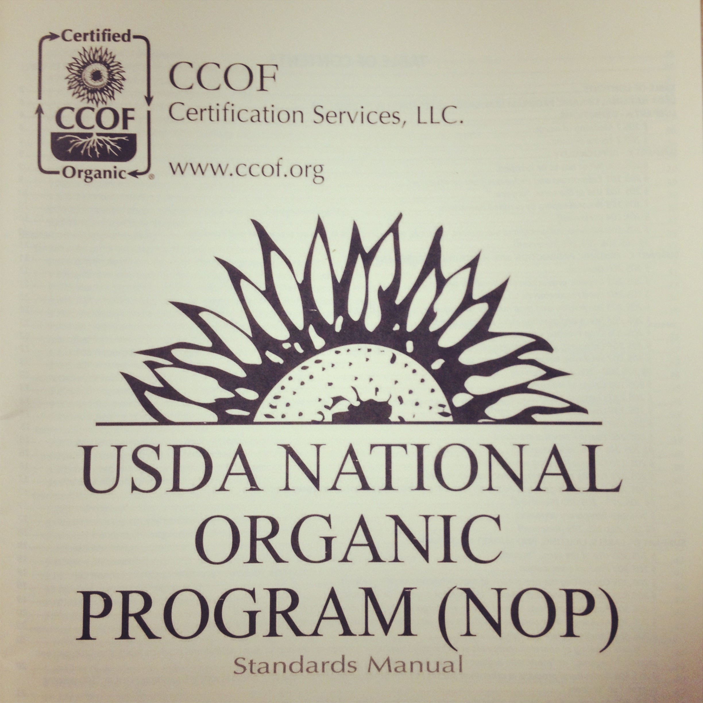 USDA National Organic Program (NOP) Standards