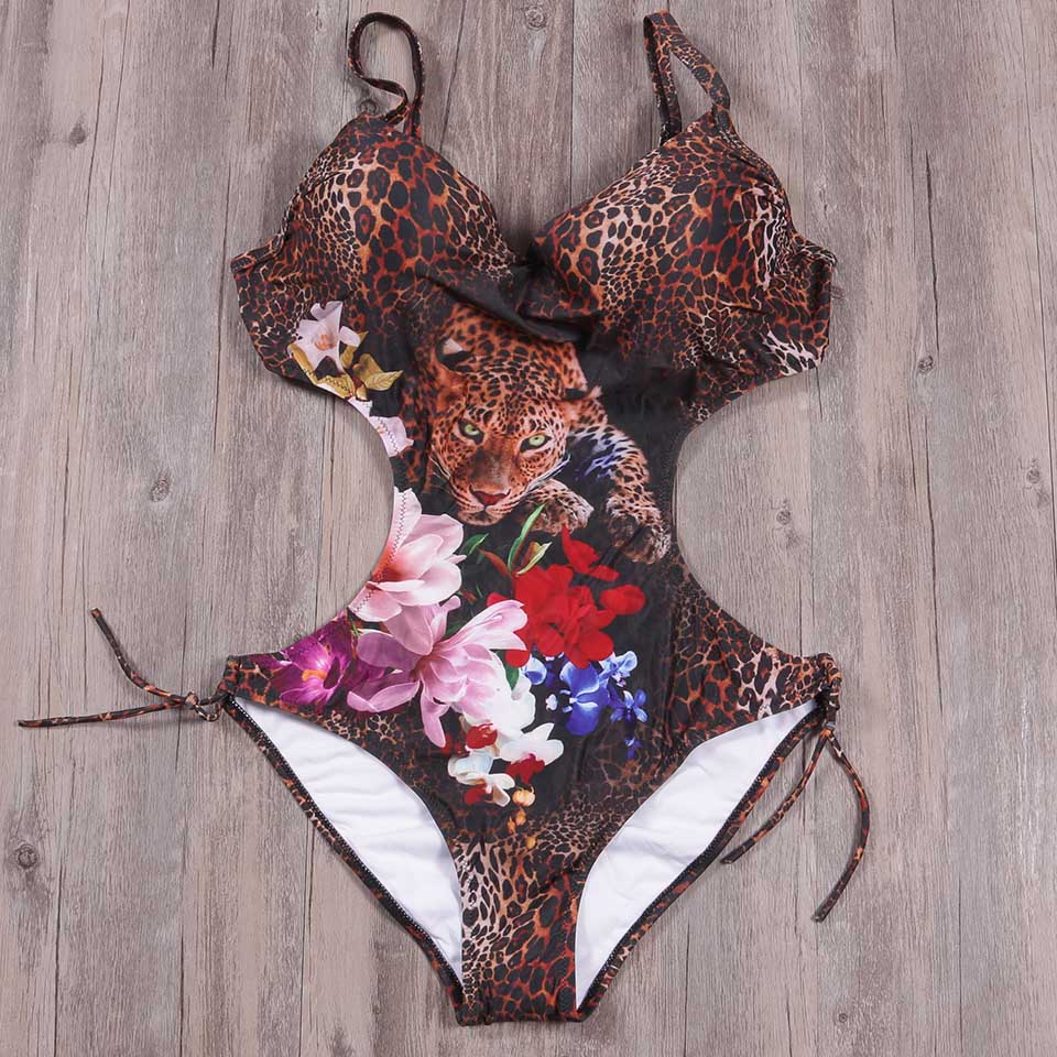 animal print monokini