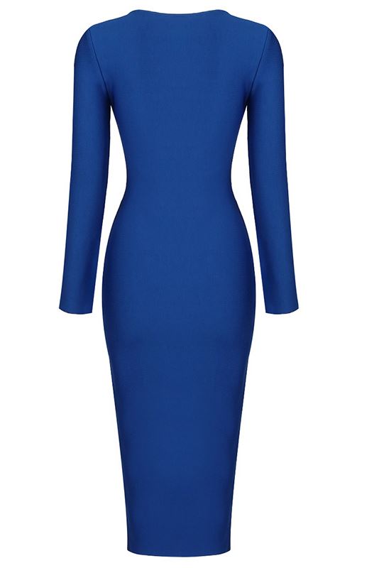 Tzeitel Zipper Backless Bandage Dress Blue – bellabarnett