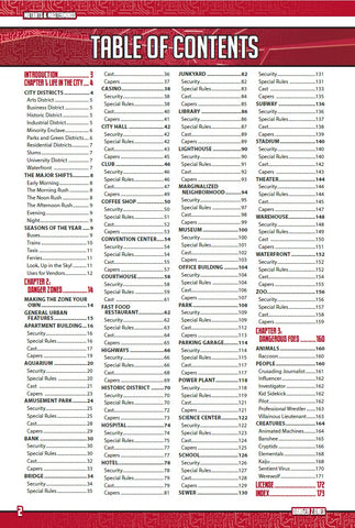 Danger Zones Table of Contents