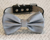 Silver Dog bow tie wedding collar 