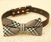 Plaid gray bow tie wedding birthday dog collar gift