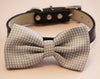 Gray polka dots dog bow tie