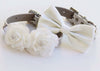 White floral wedding dog collar pet bow tie 