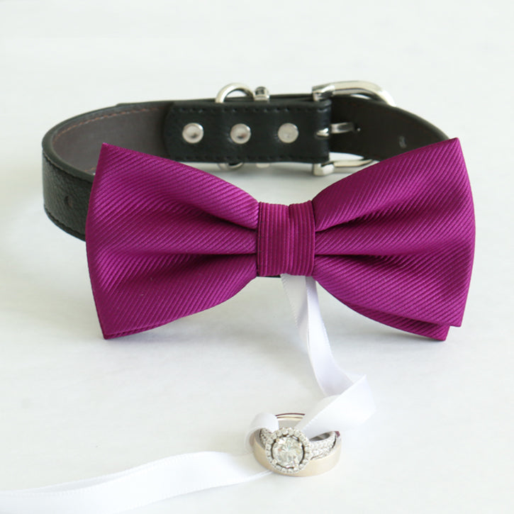 Berry bow tie collar Leather collar Dog ring bearer ring bearer adjustable handmade XS to XXL collar