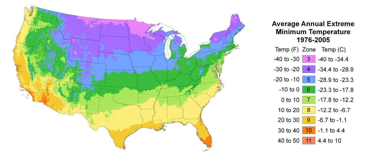 USDA Hardiness Zones Map