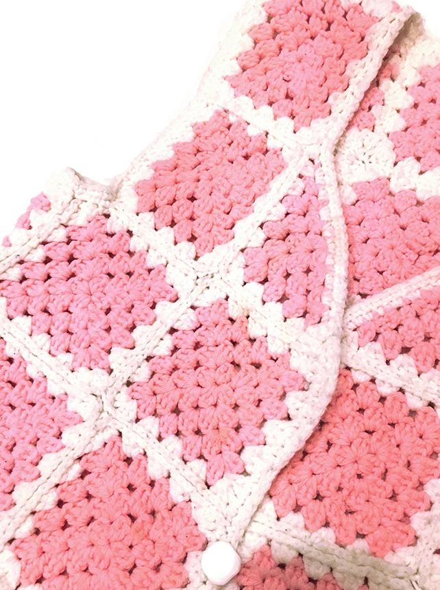 Pink & White Crocheted Vest