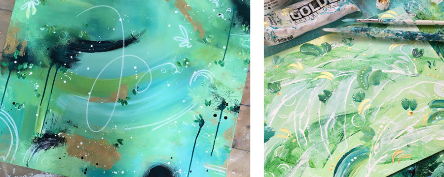 Charlotte Keating Rainforest painting progress