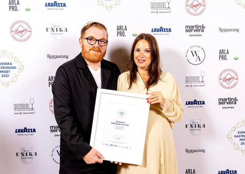 Joanna Alm and Stephen Leighton, owners Drop Coffee, Swedish Gastronomy award 2021