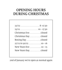 Opening hours Drop Coffee Christmas