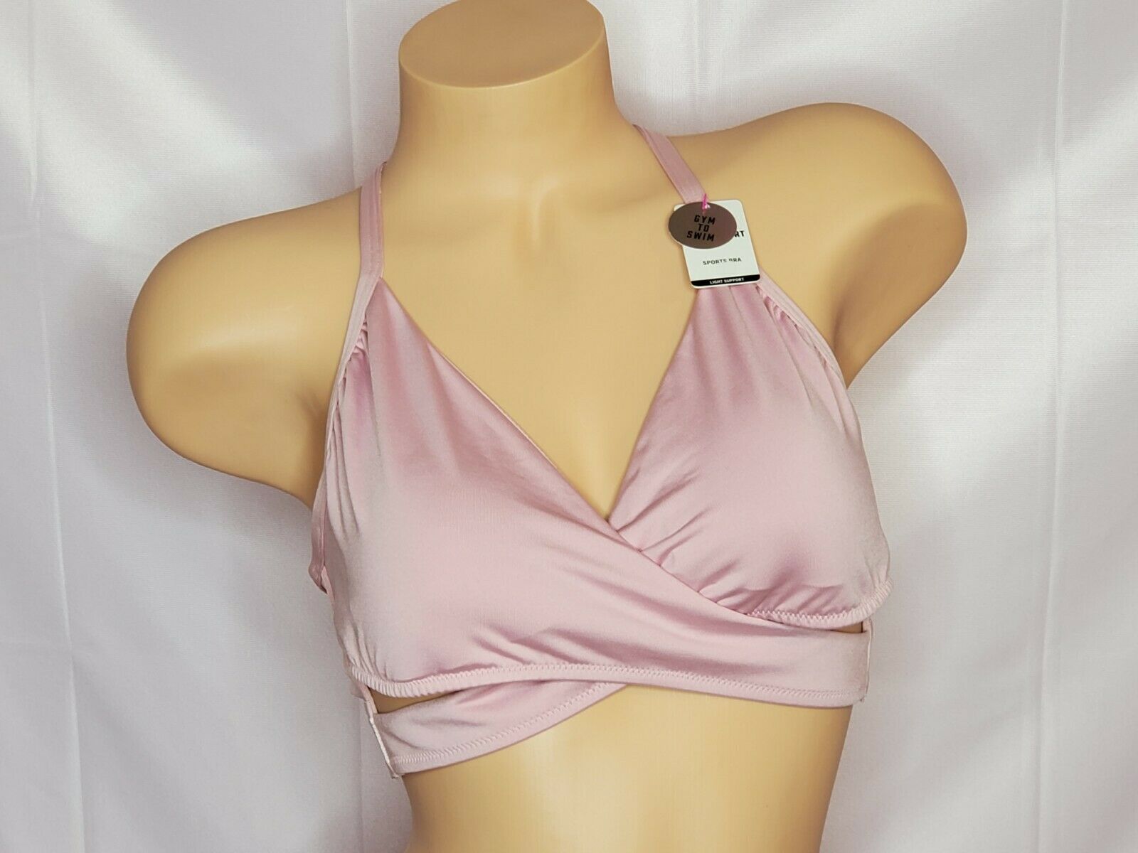 Victoria's Secret Pink Sport Light Pink Gym To Swim Wrap Sports Bra NW Think Pink And More