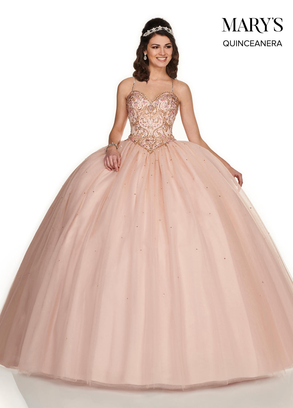 rose gold champagne quinceanera dresses