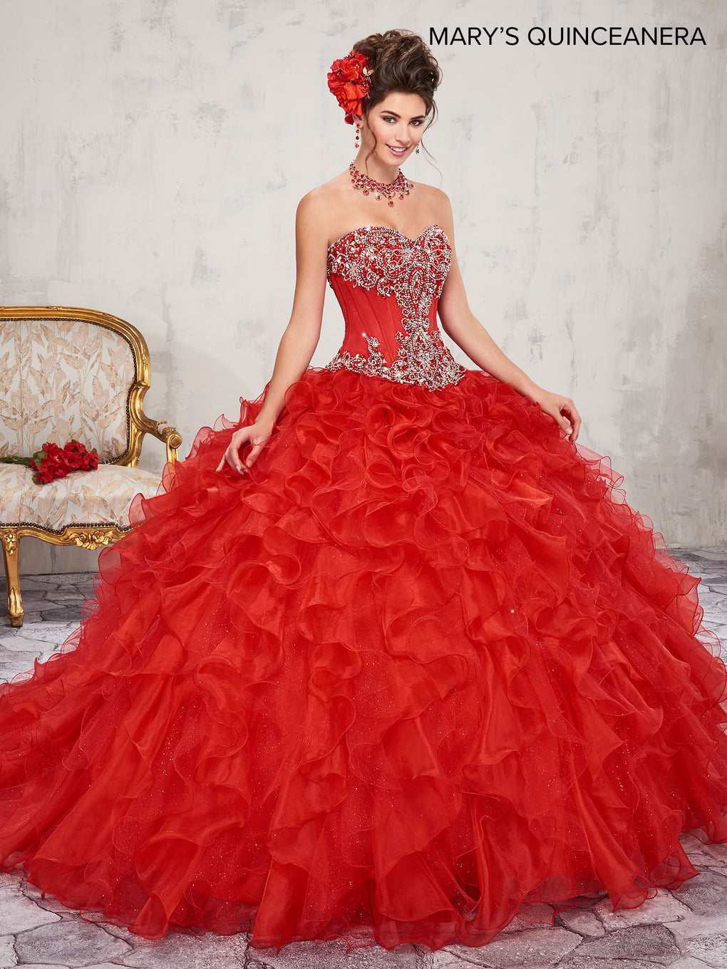 bright red quinceanera dresses