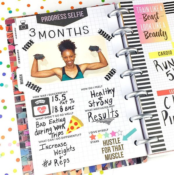 Fitness Happy Planner with Planner Stickers and Photos
