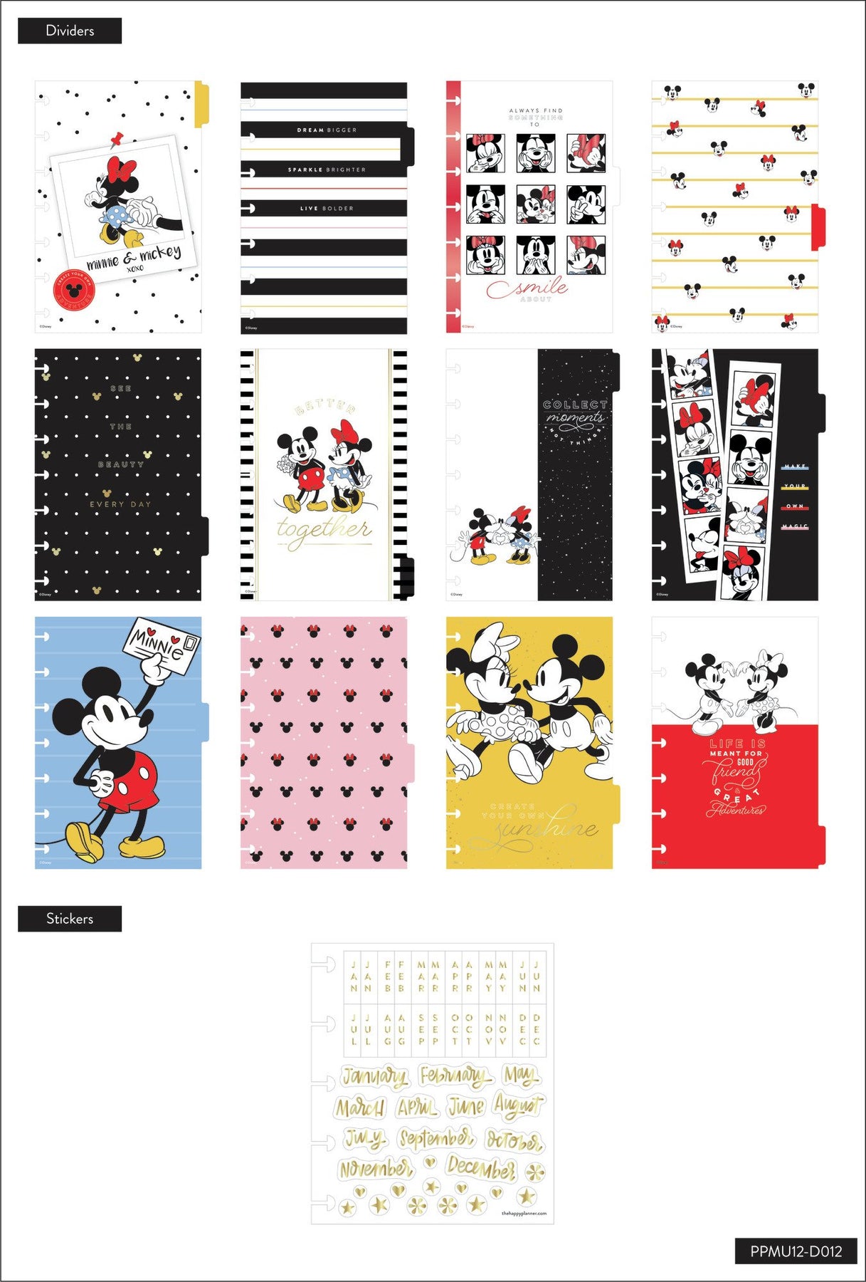 The Happy Planner Undated Disney© Happy Life Mini Dashboard Happy Plan