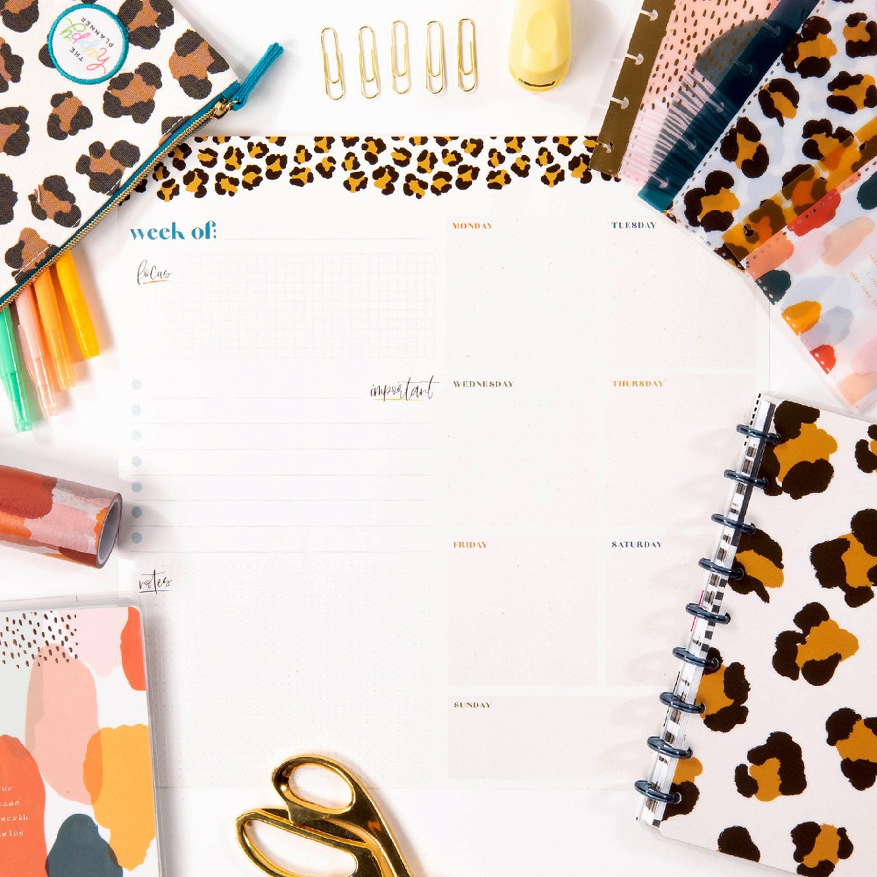 Rolled Weekly Dry Erase Calendar Leopard The Happy Planner