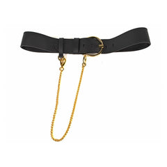 Leather Belt with Gold Chain