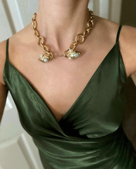 Chunky Chain Free Form Pearl Necklace