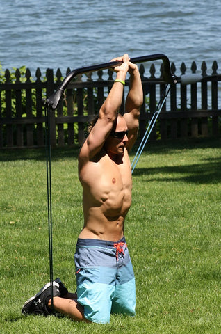 Man using Gorilla Bow for resistance band training