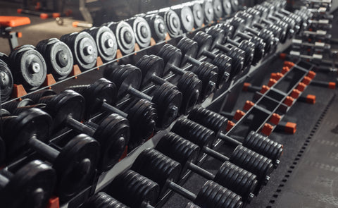 rack full of free weights