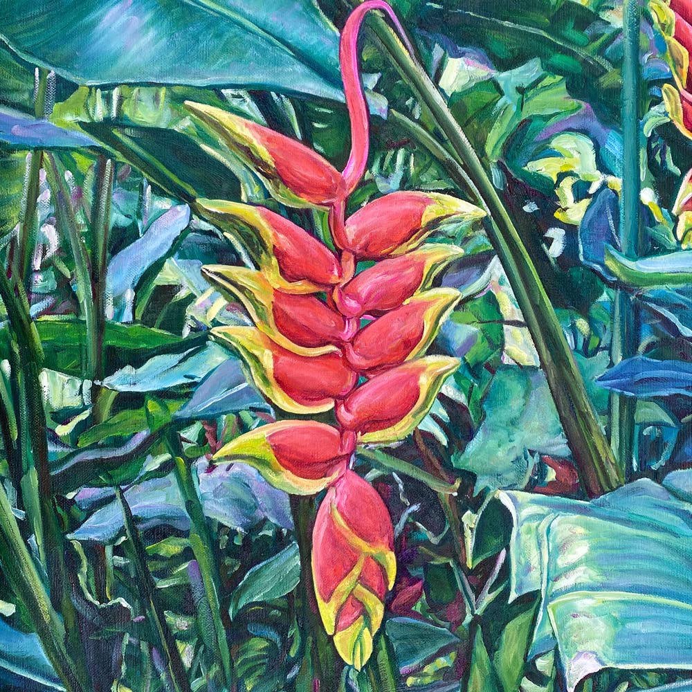Tableau nature | Peinture plante tropicale Heliconia en fleur – Tylaya