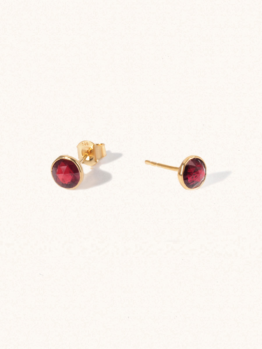 18k Gold Vermeil Birthstone Gemstone Thin Bezel Stud Earrings – LUCEIR