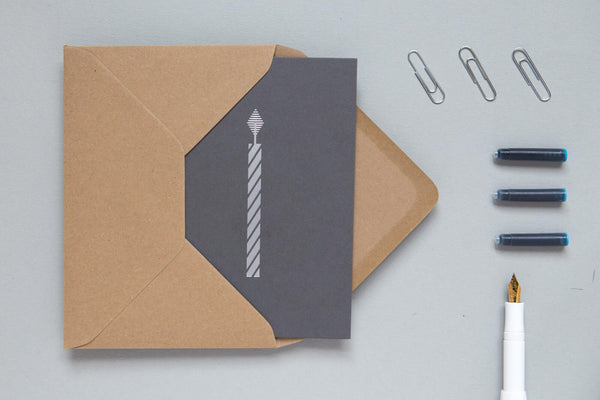 Birthday Candle Card | Silver on Grey | Foil Blocked | by Ola - Lifestory - ola