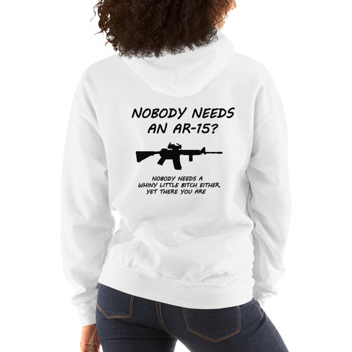 Womens Gun Shirt, "AR-15" Heavy Hooded Sweatshirt