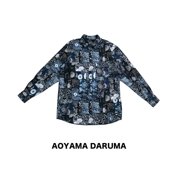 Aoyama Daruma indigo dye sashiko patchwork hanten jacket 藍染 