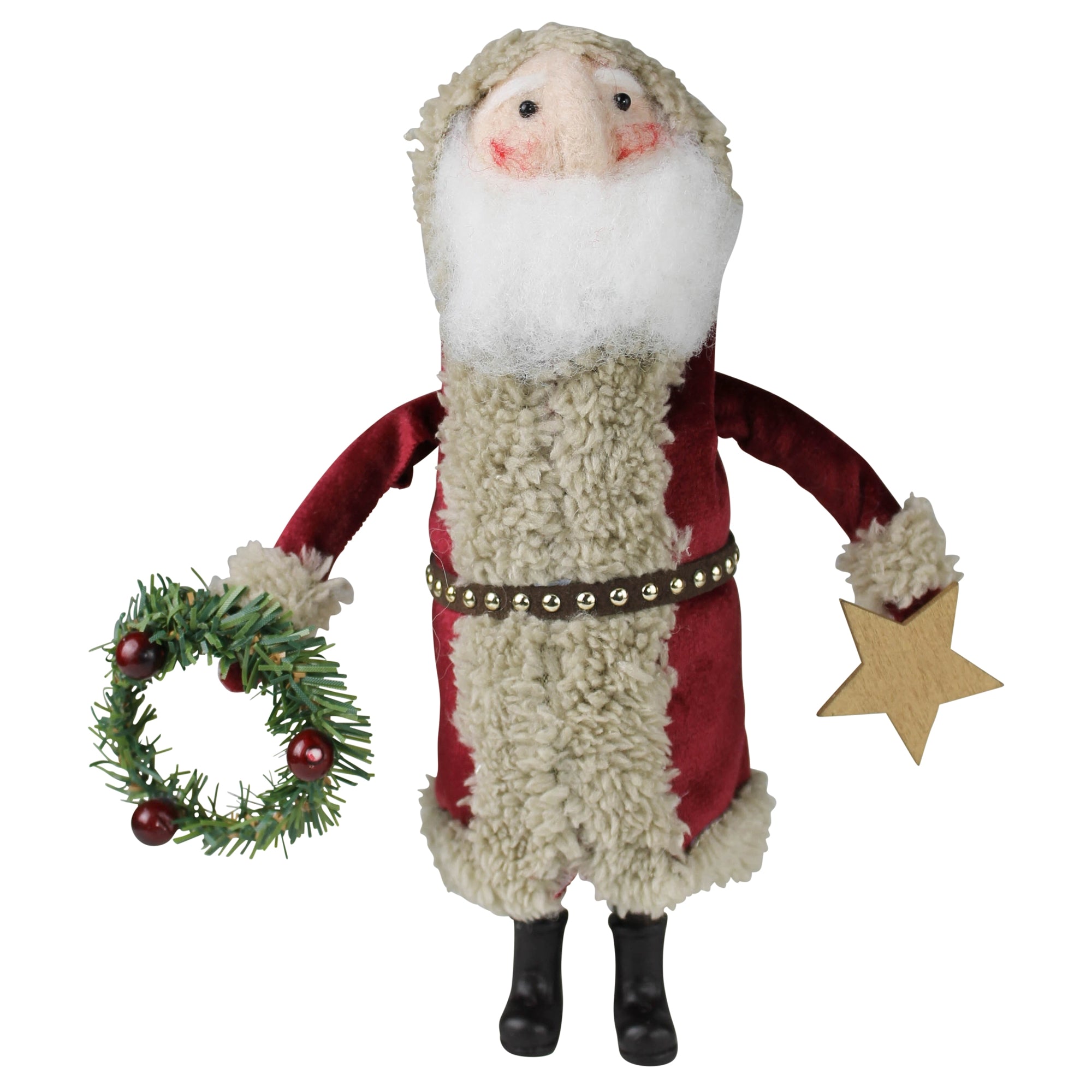  Santa with Wreath and Star, Felt Set Of 2 By HomArt 