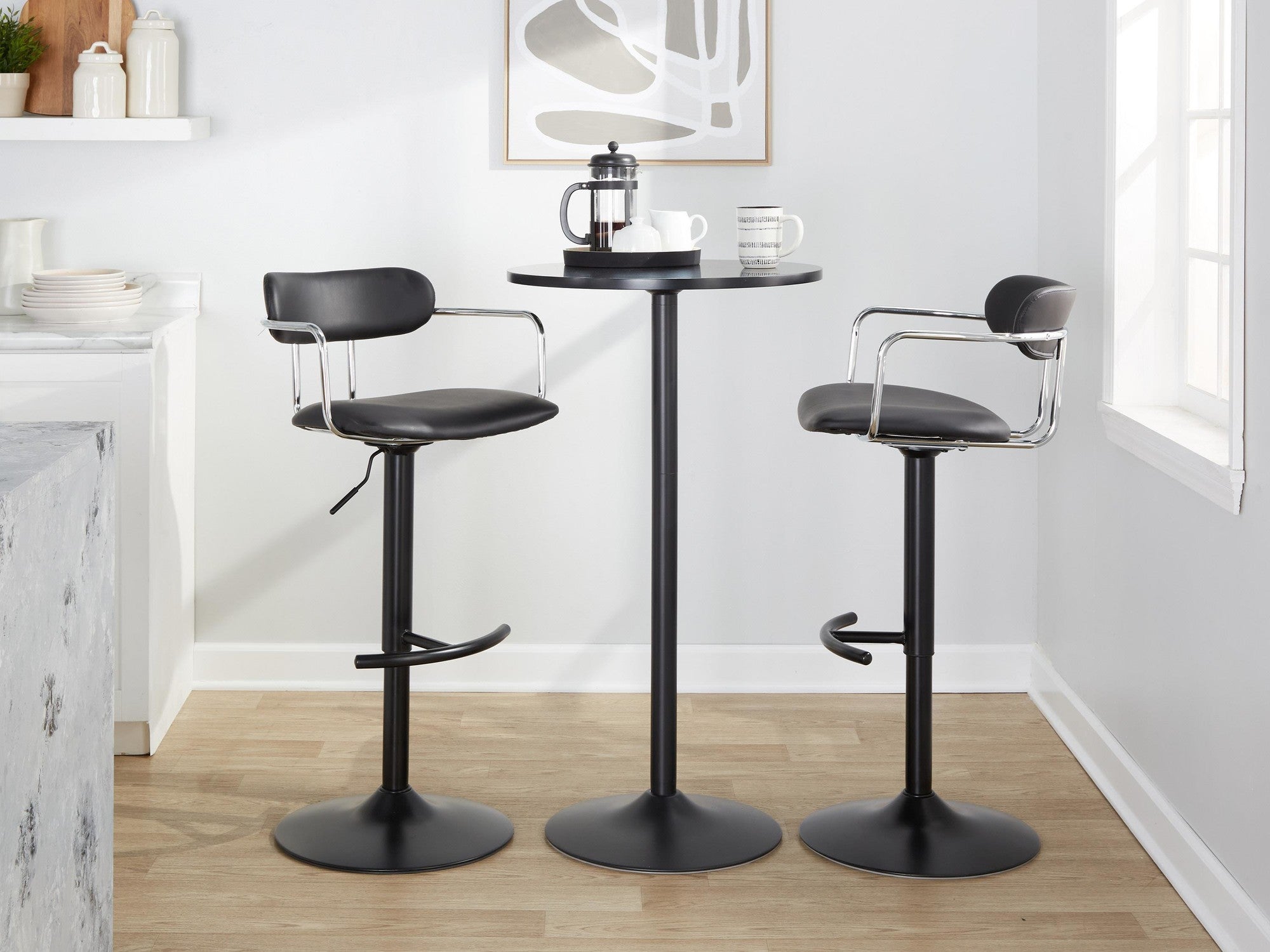 Demi Adjustable Barstool - Set of 2 By LumiSource - BS-DEMIPU-RT2 BKCHRBK2
