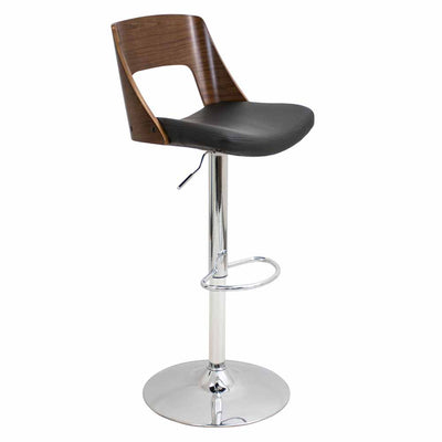 LumiSource Valencia Height Adjustable Barstool with Swivel - Walnut, Black