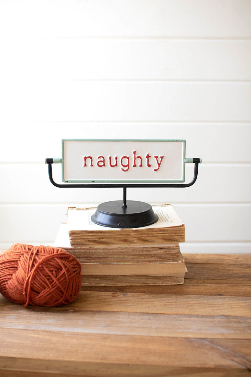  Naughty/Nice Flip Sign (Min 2) By Kalalou 