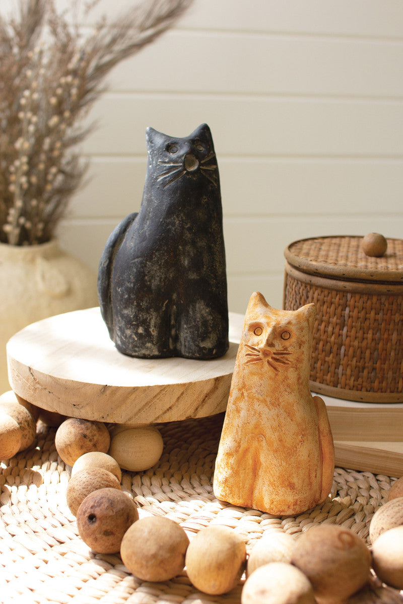  Clay Cats Set Of 2 By Kalalou 