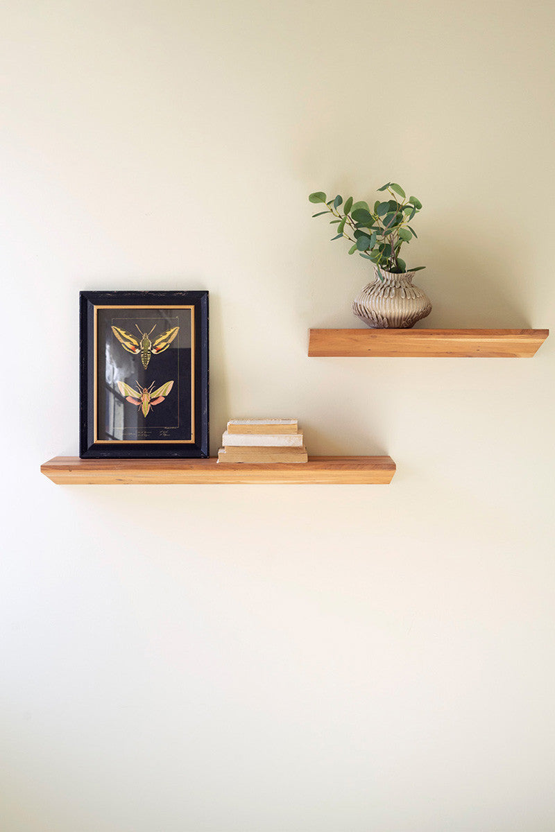  Floating Acacia Wood Shelves Set Of 2 By Kalalou 