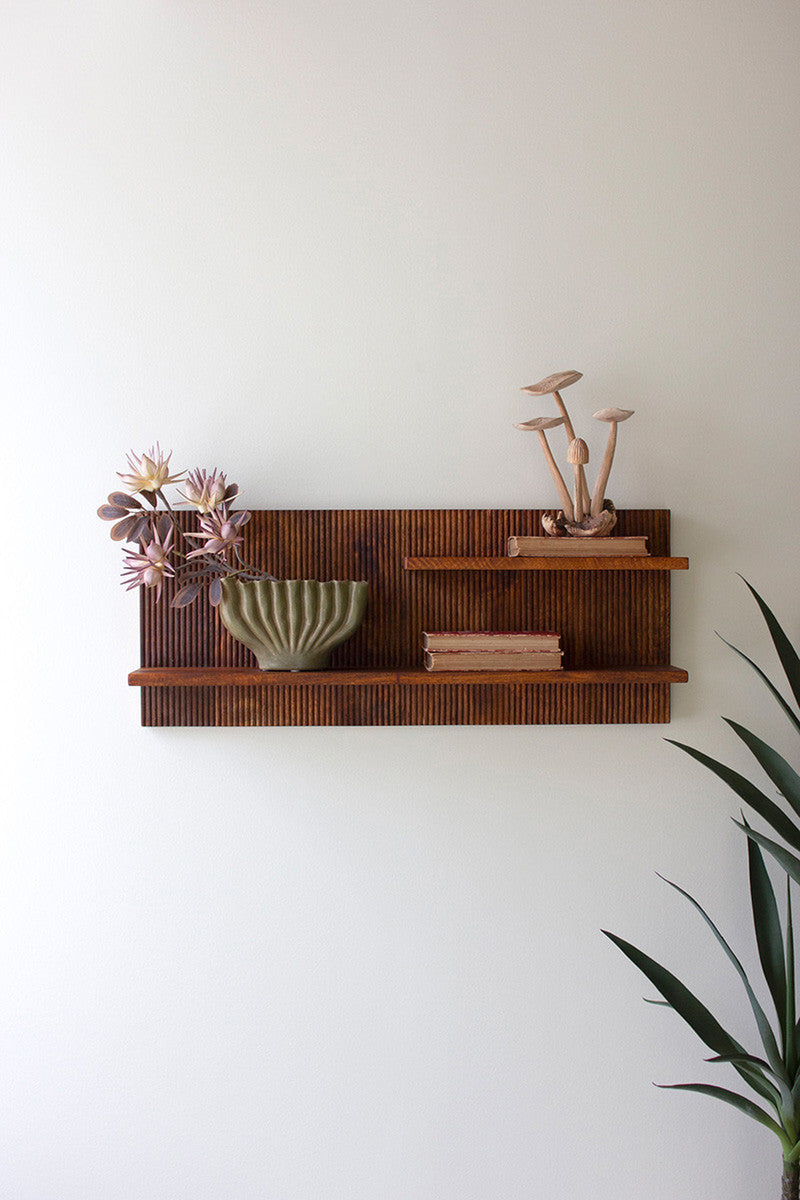  Tambour Wood Shelf By Kalalou 