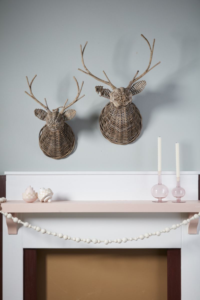  Rattan Reindeer Mount 14.5" x 18" x 32" By Accent Decor 