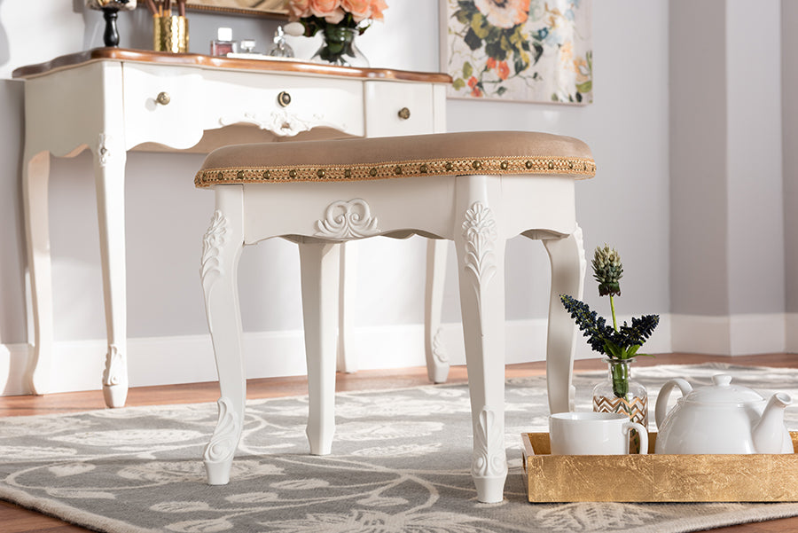 Baxton Studio Carlotta French Country Weathered Oak Beige Linen