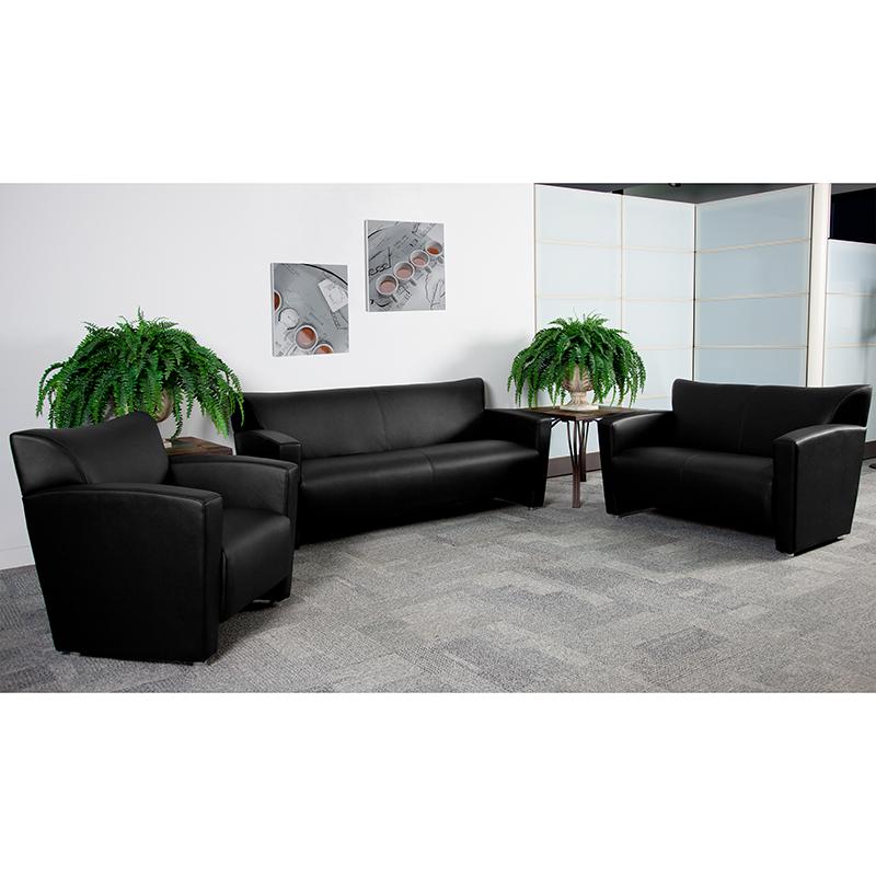  Hercules Majesty Series Reception Set In Black Leathersoft By Flash Furniture 