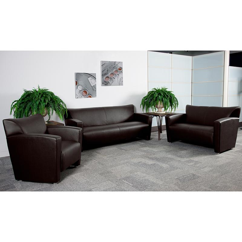  Hercules Majesty Series Reception Set In Brown Leathersoft By Flash Furniture 