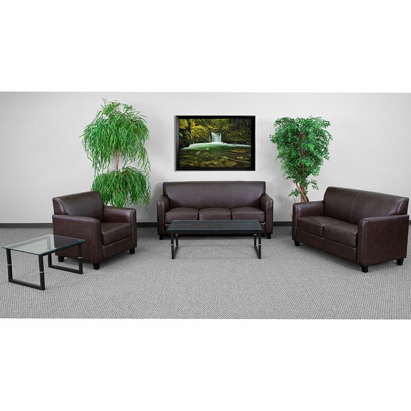  Hercules Diplomat Series Reception Set In Brown Leathersoft By Flash Furniture 