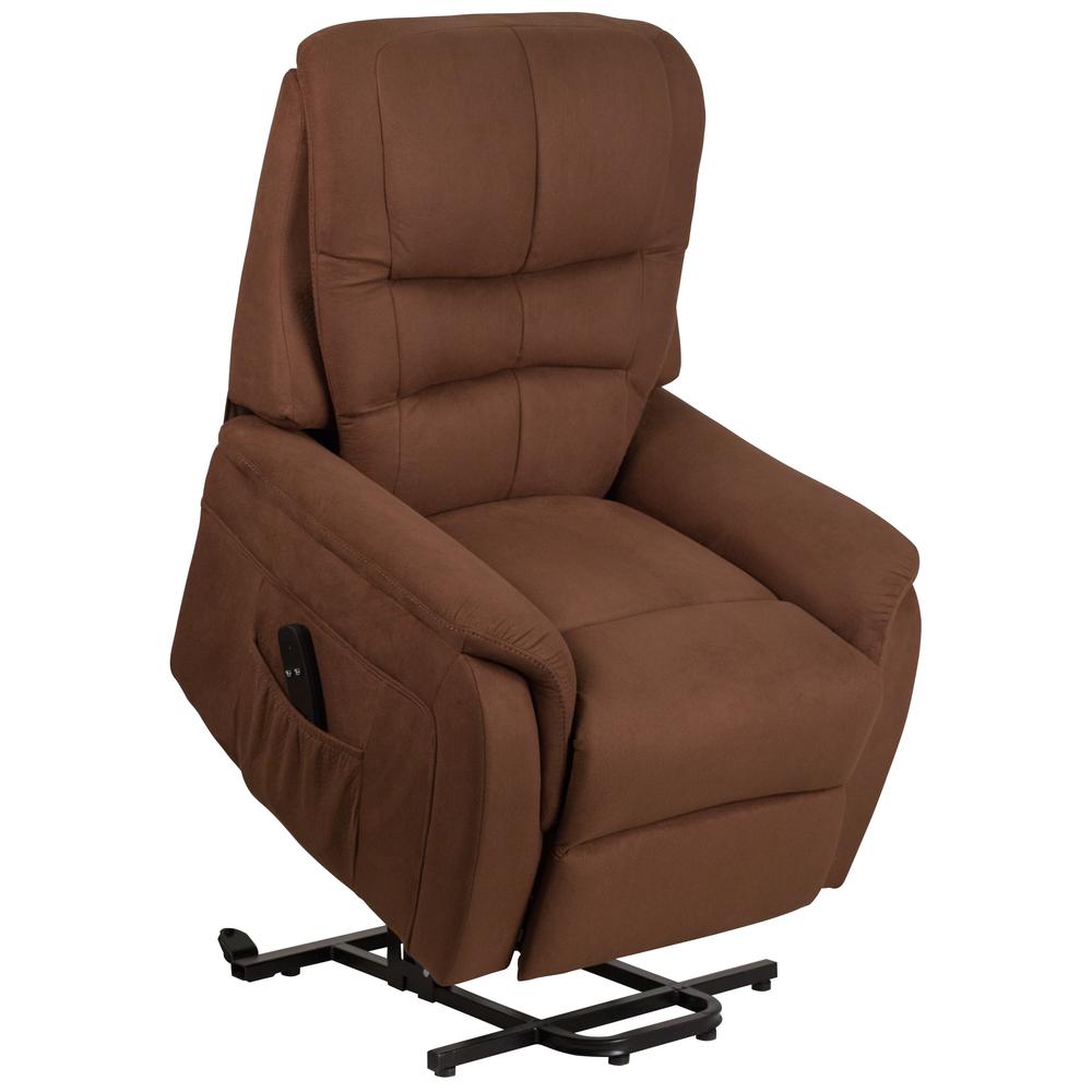  Hercules Series Brown Microfiber Remote Powered Lift Recliner By Flash Furniture 