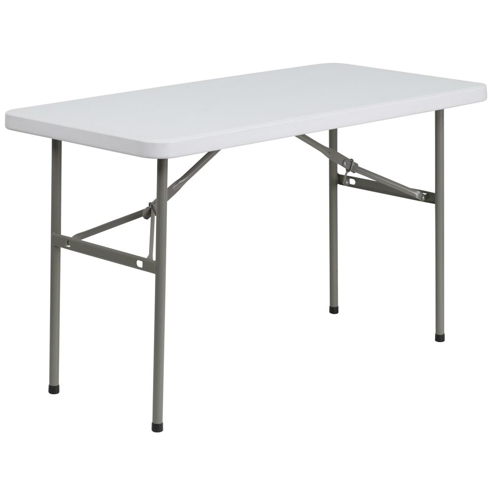  4-Foot Granite White Plastic Folding Table By Flash Furniture 