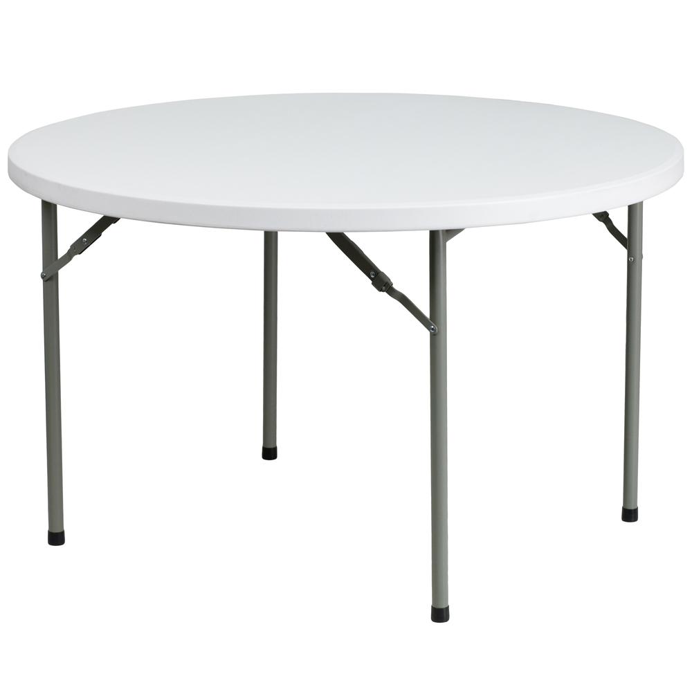  4-Foot Round Granite White Plastic Folding Table By Flash Furniture 