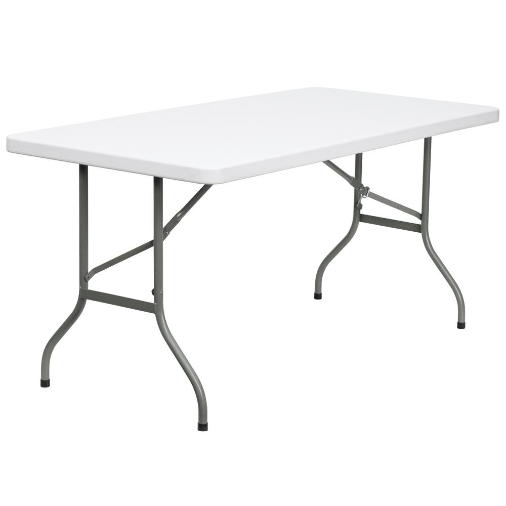  5-Foot Granite White Plastic Folding Table By Flash Furniture 