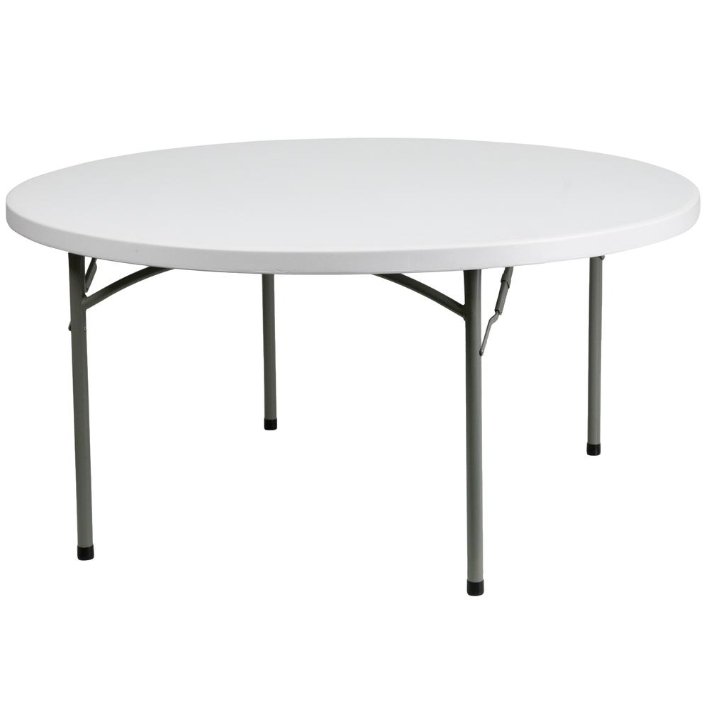  5-Foot Round Granite - White Plastic Folding Table By Flash Furniture 