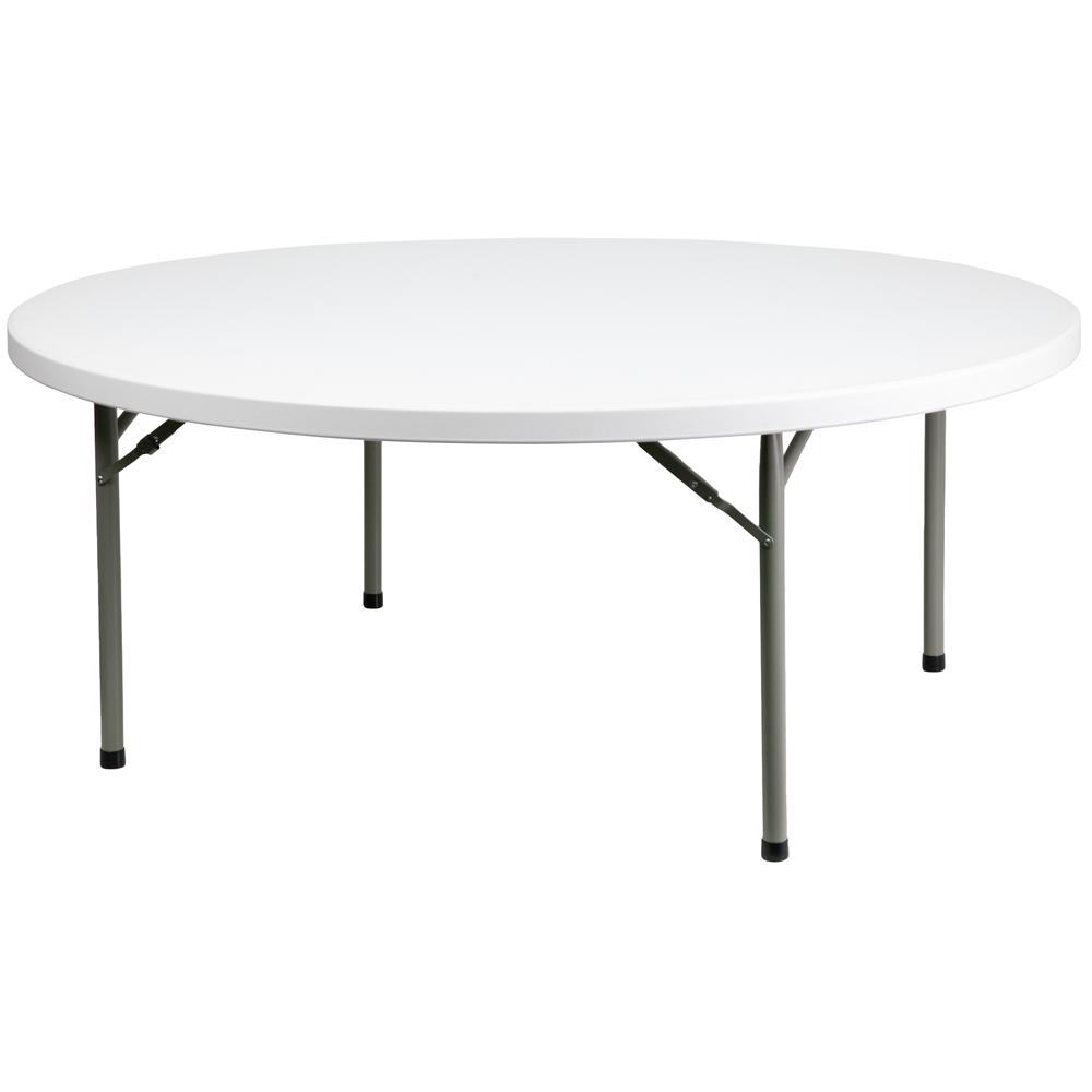  6-Foot Round Granite White Plastic Folding Table By Flash Furniture 