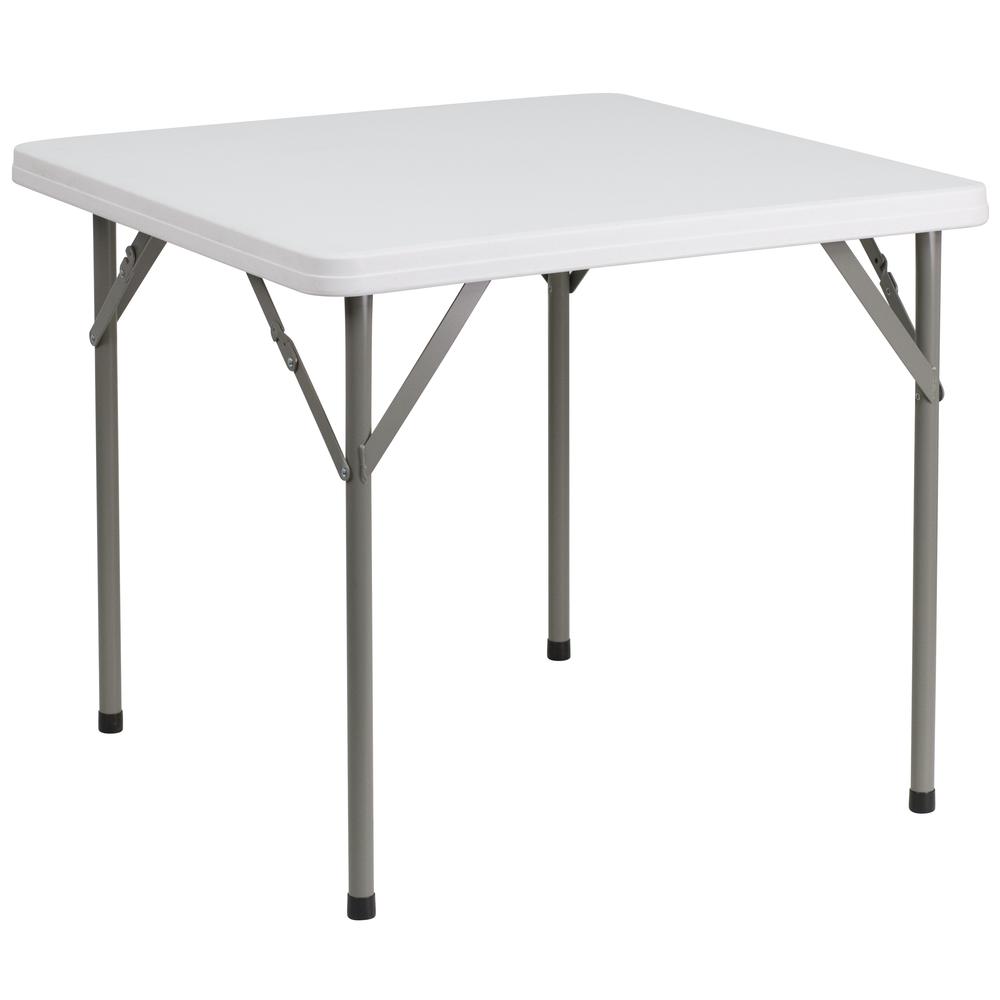  2.85-Foot Square Granite White Plastic Folding Table By Flash Furniture 